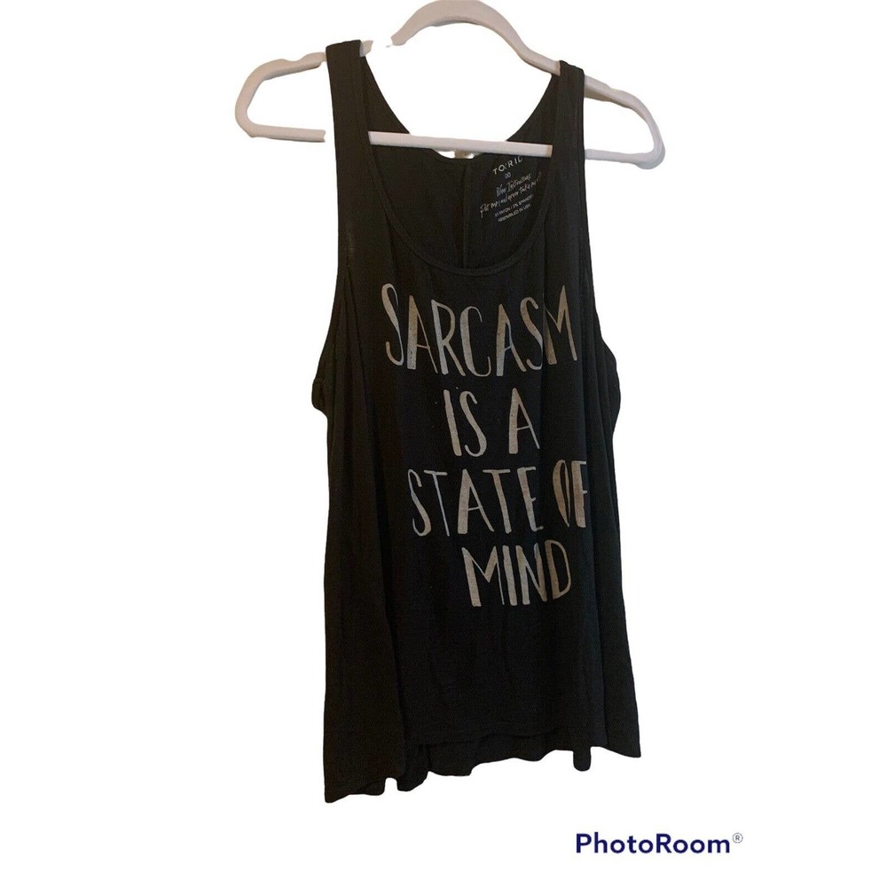 TORRID Women’s Black Sarcasm Is A State Of Mind Sleeveless Tank Size Medium 00